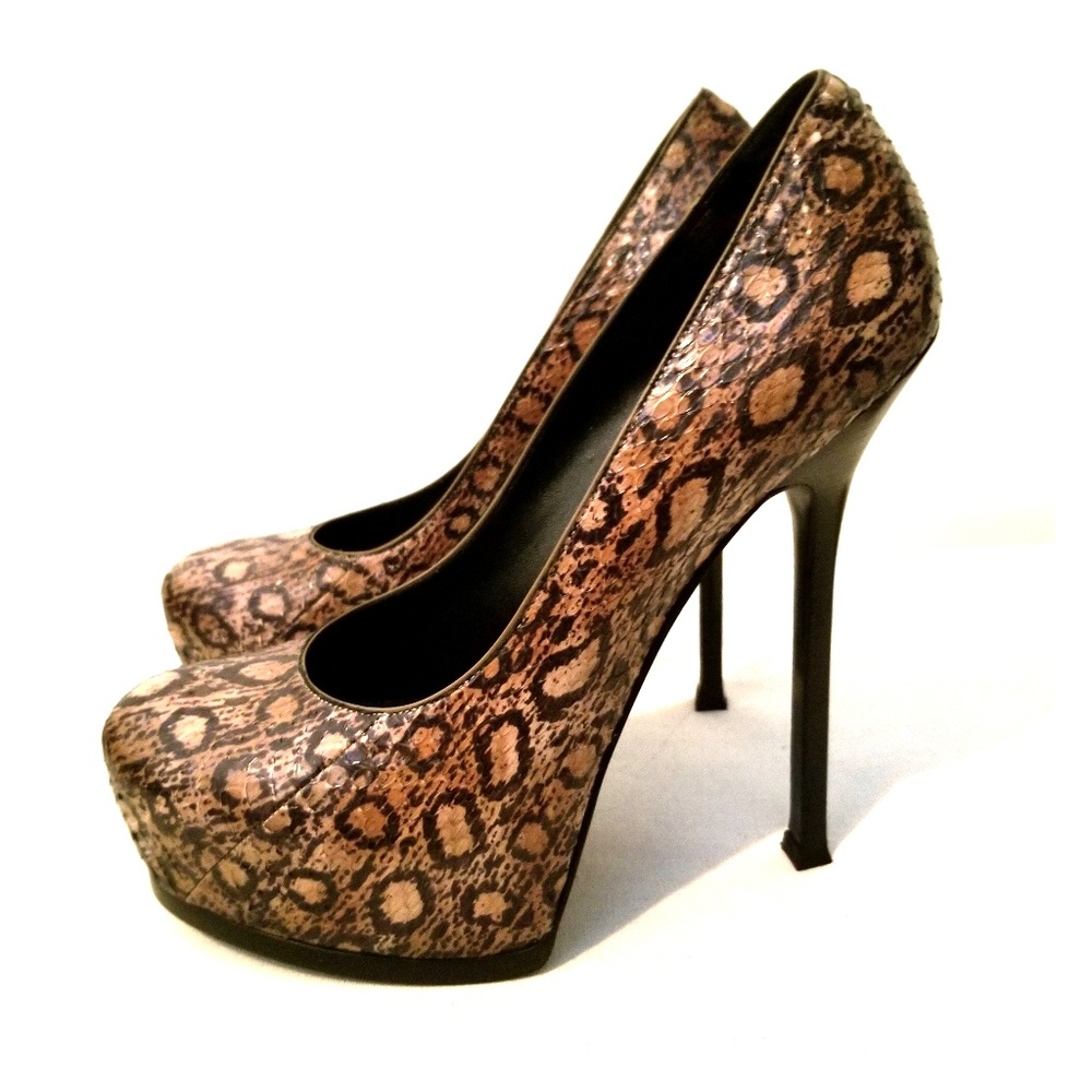 YSL Yves Saint Laurent Tribtoo Snake heels 40.5
